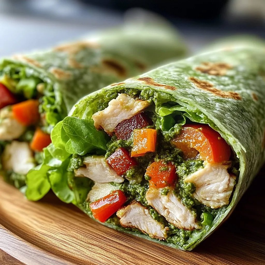 Pesto-Hähnchen-Salat-Wraps