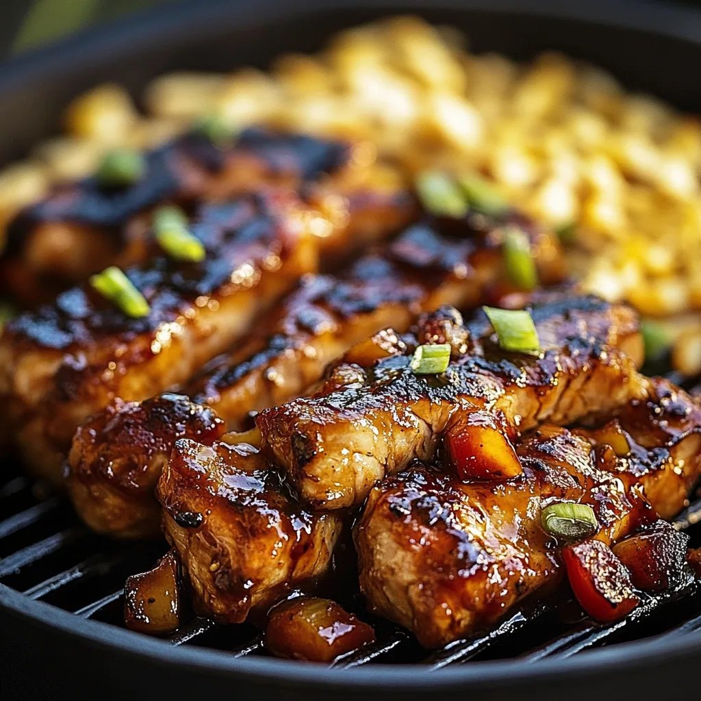 Eintopf mit kräftigem Honig-BBQ-Hähnchenreis