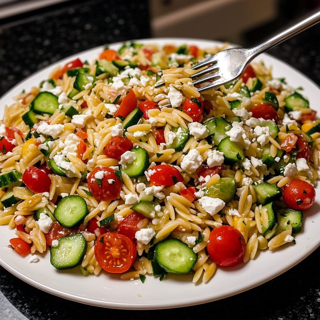 Griechischer Orzo Nudelsalat