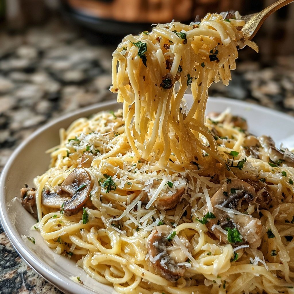 Reisnudeln mit Pilzen