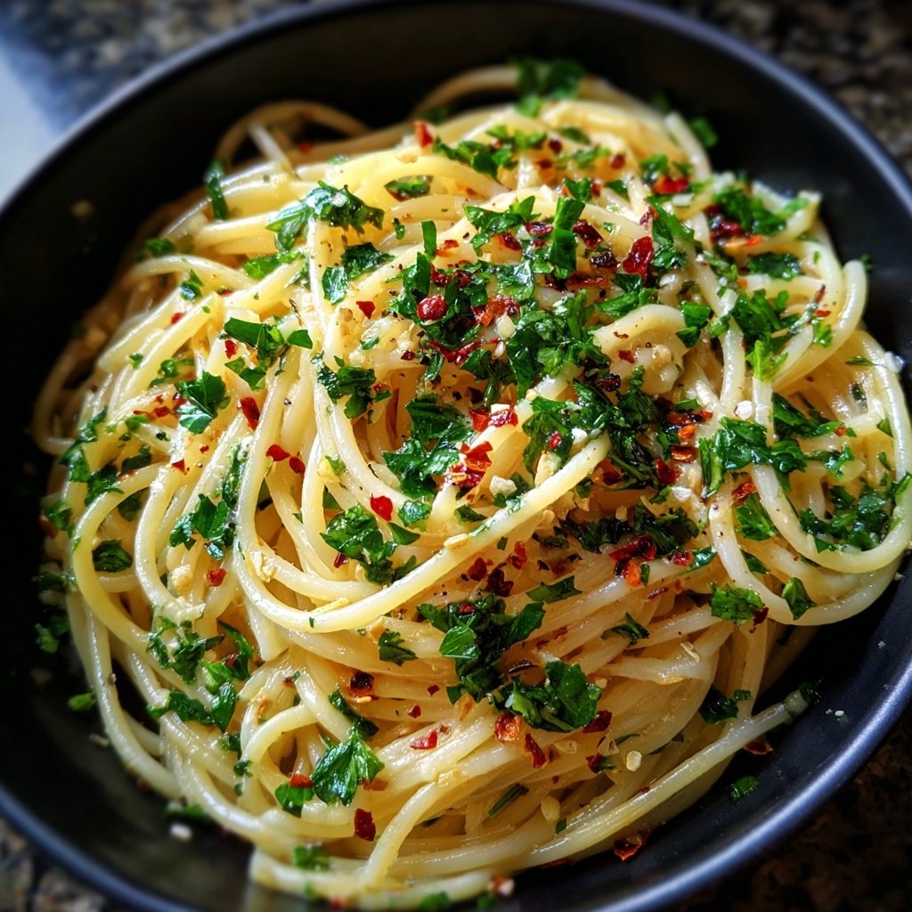 Spaghetti mit Chili und Knoblauchöl