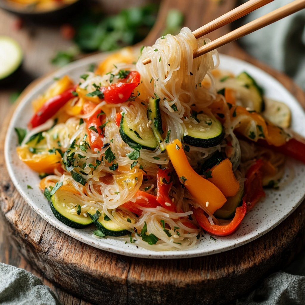 Gemüsepfanne mit Reisnudeln