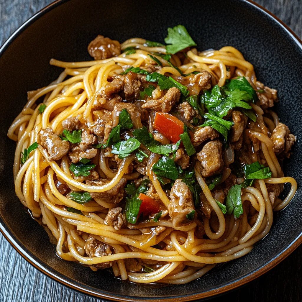 Asiatische Hackfleisch-Spaghetti