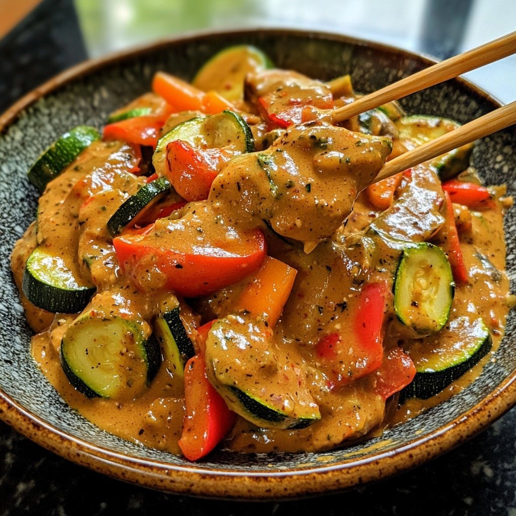 Gemüsepfanne mit Erdnusssauce