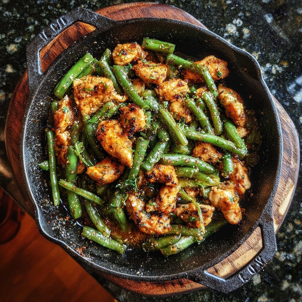 Kalorienarme Hähnchenpfanne Mit Grünen Bohnen