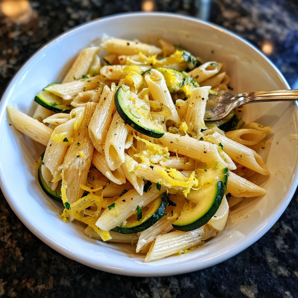 Penne mit Zucchini und Zitrone