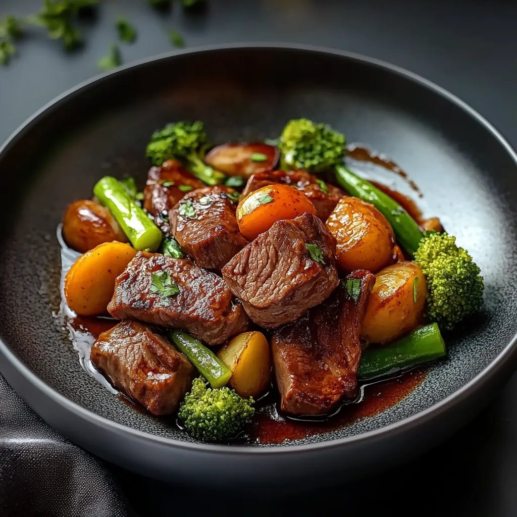 Knoblauch-Ingwer-Rindfleisch-Pfannengericht