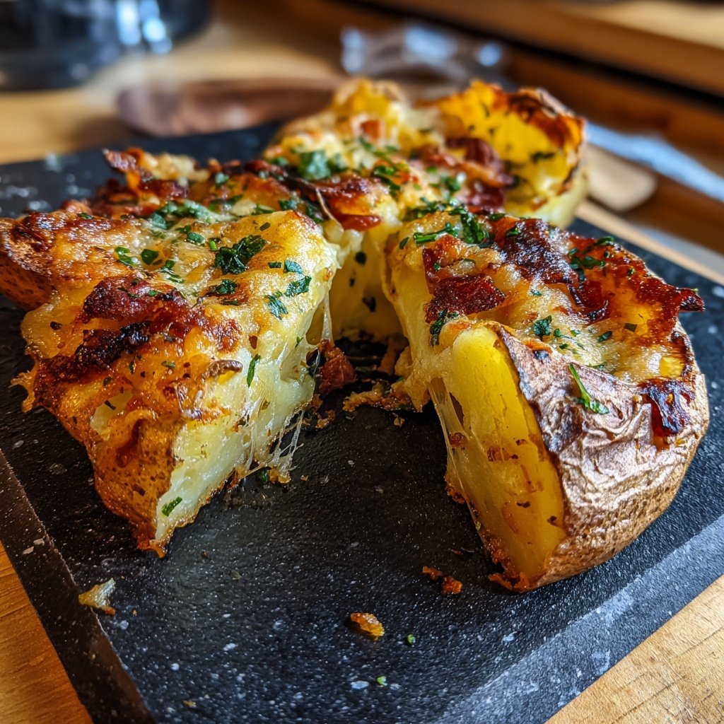 Mittagessen mit Ofenkartoffeln