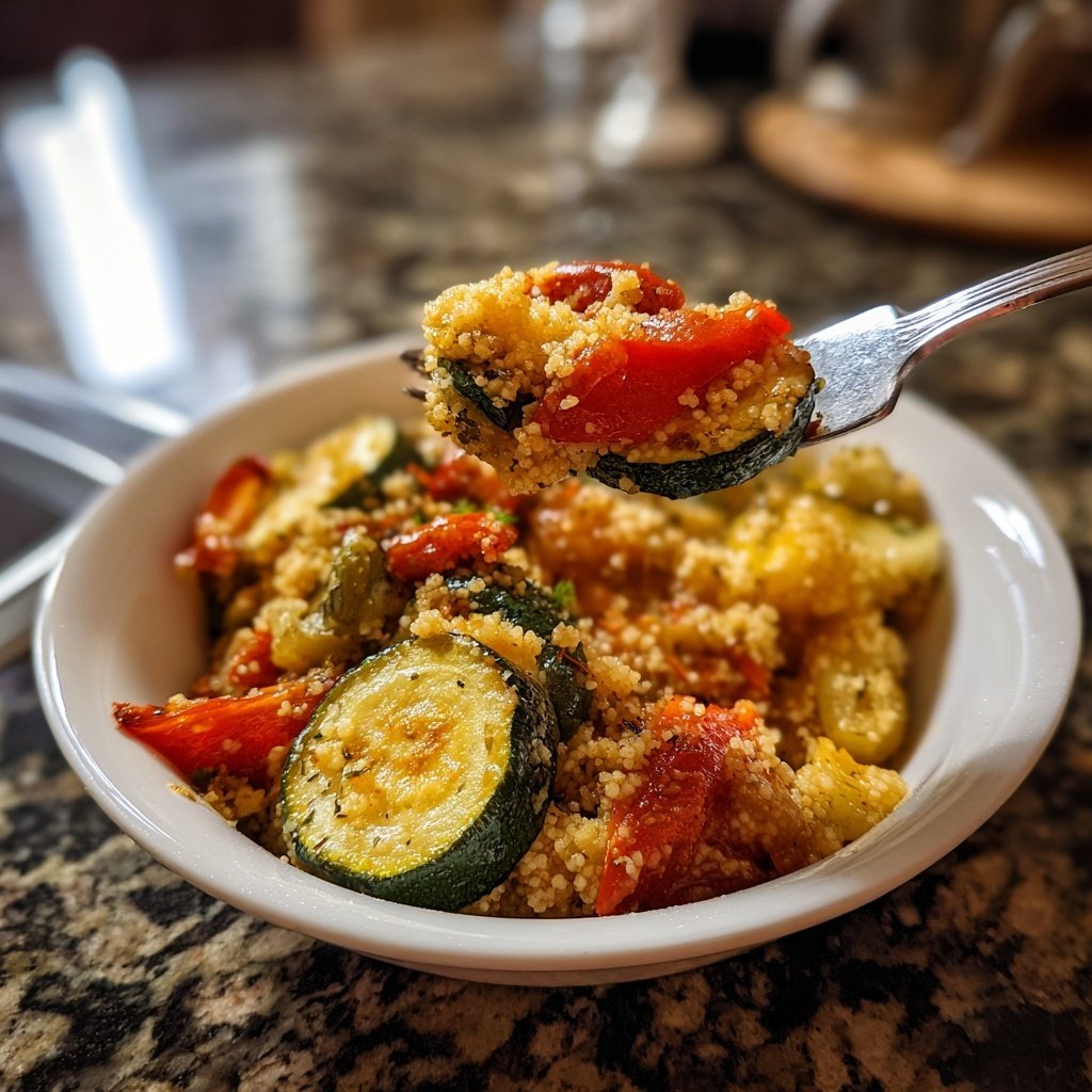 Abendessen mit gebratenem Gemüse und Couscous
