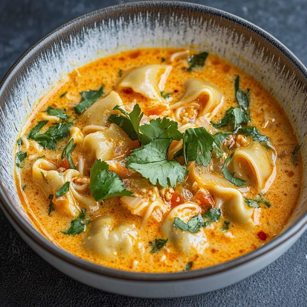 Cremige thailändische Teigtaschensuppe